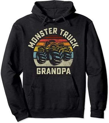 Monster Truck Nonno Vintage Stile Retrò Uomo Felpa con Cappuccio