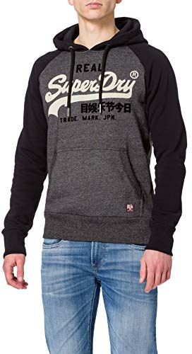 VL Duo Raglan Hood Felpa con Cappuccio, Black Grit, S Uomo