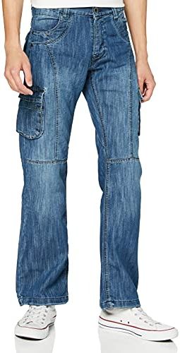 KZ103 Jeans Straight, Blu (Mid Stonewash Blu), W34 / L32 Uomo