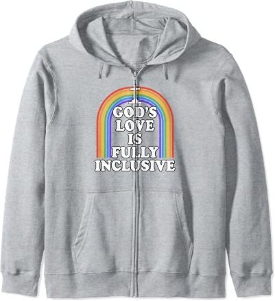 God's Love Is Fully Inclusive Cute Christian Gay LGBTQ Ally Felpa con Cappuccio