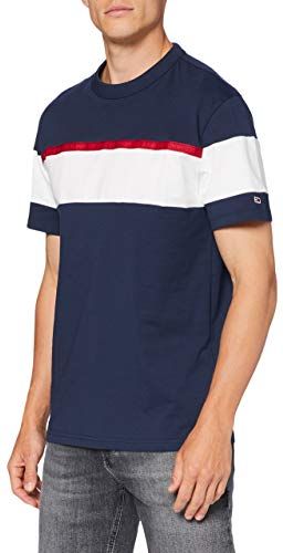 Tommy Jeans Tjm Bold Stripe Tape Tee Camicia, Blu (Twilight Navy/Multi), S Uomo