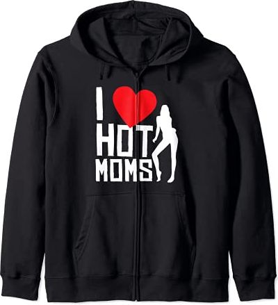Amo Hot Moms - Hot Woman Silhouette Immagine - Cuore Felpa con Cappuccio