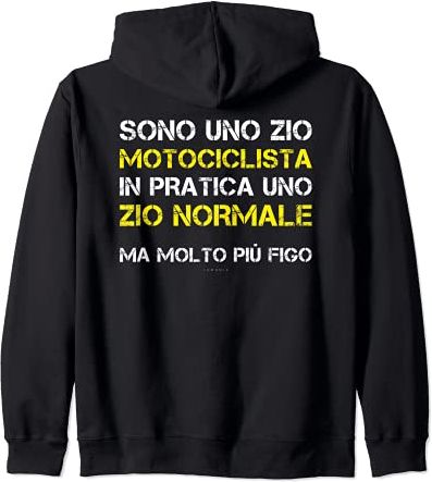 Zio Normale Figo Scritte Divertenti Regalo Uomo Motociclista Felpa con Cappuccio