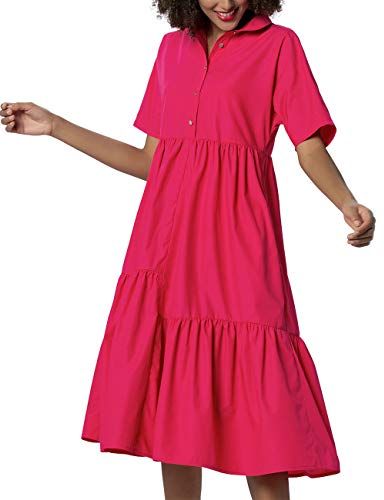 Dress Vestito, Rosso (Pink Pink), 46 (Taglia Unica: 40) Donna