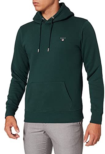 Original Sweat Hoodie Felpa con Cappuccio, Tartan Verde, S Uomo