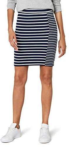 Stripe Mix Pencil Gonna, Blu (Black Iris/Snow White 901), X-Small Donna