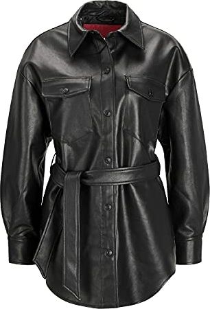 Jjxx Jxluna Faux Leather Overshirt Noos Giacca, Black/Detail:Matte, XL Donna