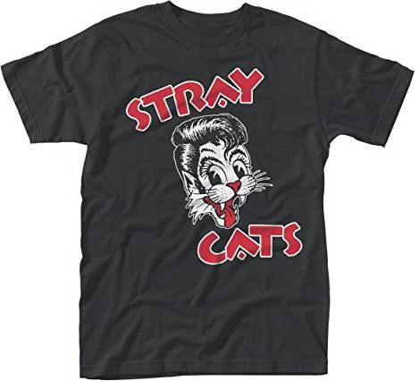 Stray Cats Cat Logo T-Shirt, Nero, S Uomo