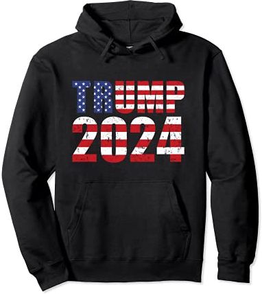 Trump 2024 Bandiera USA Donald Trump Elezioni 2024 Felpa con Cappuccio