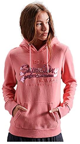 VL Sequin Hood Br Felpa con Cappuccio, Smoke Rose, 10 Donna