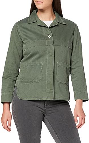 Marchio Amazon - find. Giacca di Jeans Donna, Verde (Khaki), 44, Label: M
