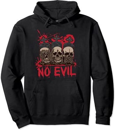 Vedi - Parla - Ascoltare nessun male Teschi Halloween Bloody Skull Felpa con Cappuccio