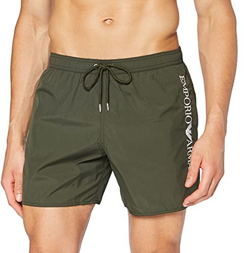 Swimwear Boxer Embroidery Logo Costume da Bagno, Verde Militare (Olive), 52 Uomo