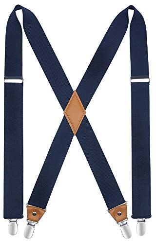 Bretelle per uomo con molto forte 4 clip Bretelle Heavy Duty Bretella regolabile blu Navy