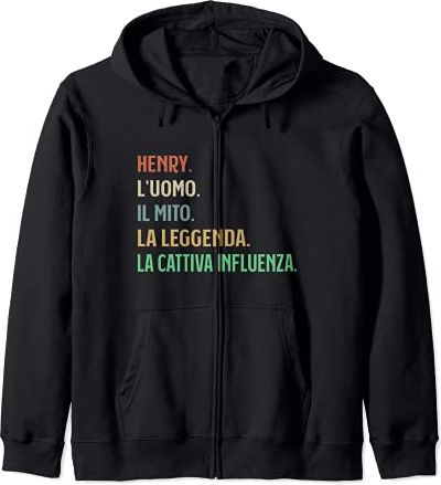 Henry L'Uomo Mito Leggenda Cattiva Influenza Divertente Felpa con Cappuccio