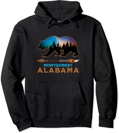 Montgomery Alabama USA American Black Bear Vacation Souvenir Felpa con Cappuccio