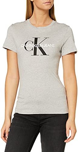 Core Monogram Logo Regular Fit Tee Maglietta, Grigio (Light Grey Heather 038), Large Donna