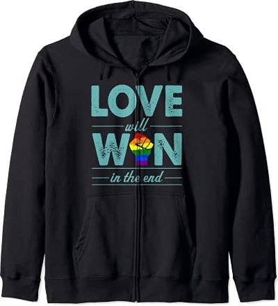 Love Will Win In The End Cute Gay Pride Stuff LGBTQ Ally Felpa con Cappuccio