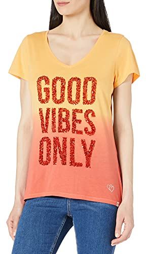 Shade V-Neck T-Shirt, Colore: Arancione, M Donna