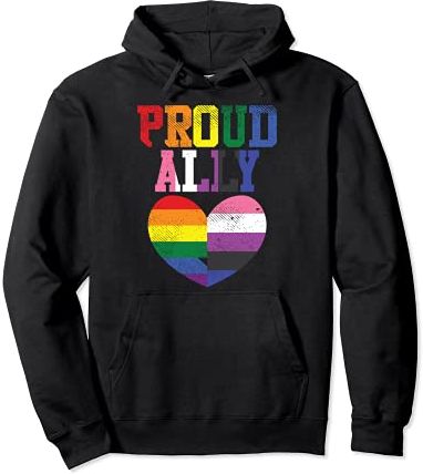 Proud Ally Heart Protest LGBTQ Genderfluid Flag Non-Binary Felpa con Cappuccio