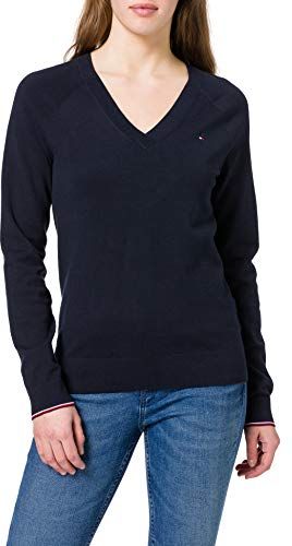 V-Neck Sweater Maglione, Blue, S Donna