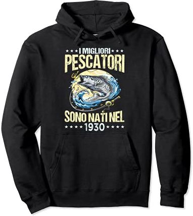 Pescatore divertente uomo 91 anni compleanno regalo pesca Felpa con Cappuccio