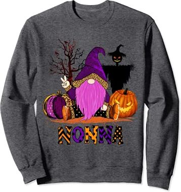 halloween gnome camicia donna zucca spettrale strega Nonna Felpa