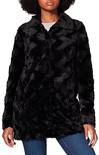 VMCURL High Neck Faux Fur Jacket Tall Giacca, Black, S/T Donna