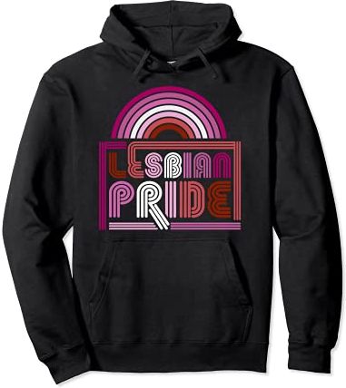 Lesbian Pride Rainbow Retro Gay LGBTQ Pride Flag Aesthetic Felpa con Cappuccio