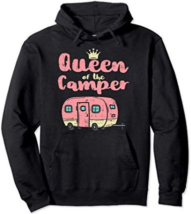 Queen Of The Camper Cute Camping Van Camp Trailer RV Women Felpa con Cappuccio