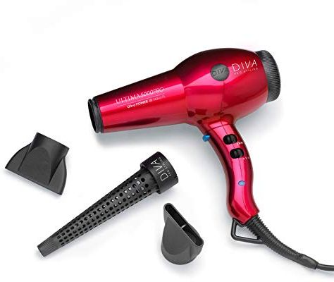 Ultima 5000 Pro Asciugacapelli Professionale Con Condizionamento Ionico, 2200 W, Rosso - 1 Unità