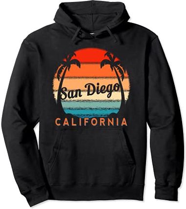 San Diego California CA Vintage Cali Retro Sunset Men Women Felpa con Cappuccio