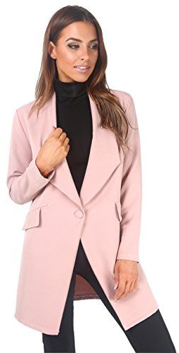 Blazer Donna Giacca Elegante Taglie Forti Lunga Oversize Boyfriend Classico Cerimonia Ufficio Size, Rosa, XS, 5403-PNK-XS