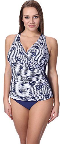 Tankini Curvy Taglie Forti Donna H-13(Modello-H01, EU(40)=IT(46))