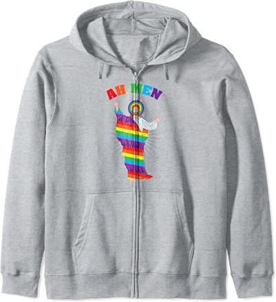 Ah Men LGBT Gay Pride Jesus Rainbow Dio Felpa con Cappuccio