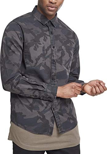 Camo Shirt Camicia in Jeans, Multicolore (Darkcamo 00707), L Uomo