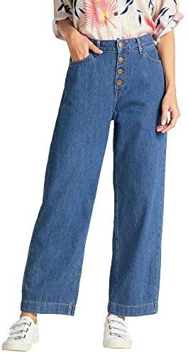 Wide Leg Jeans Straight, Blu (Dark Drape Nd), 27 W/33 L Donna