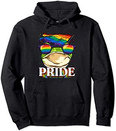 LGBT Frog Gay Pride LGBTQ Rainbow Flag Sunglasses Felpa con Cappuccio