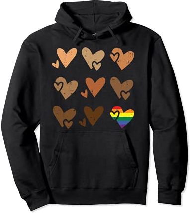 Black Lives Matter Hearts Brown Skin BLM LGBTQ Gay Pride Felpa con Cappuccio