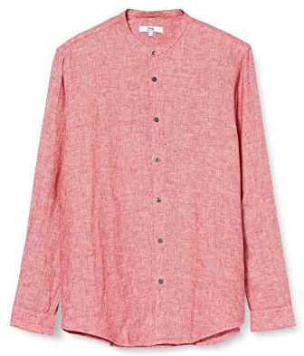 Long Sleeve Linen Shirt Camicia Uomo, Red (Red), XL