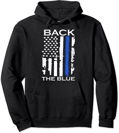 Thin Blue Line Back the Blue American Flag Police Support Felpa con Cappuccio