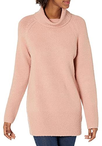 Boucle Turtleneck Sweater Maglione, Rosa Cipria, XL