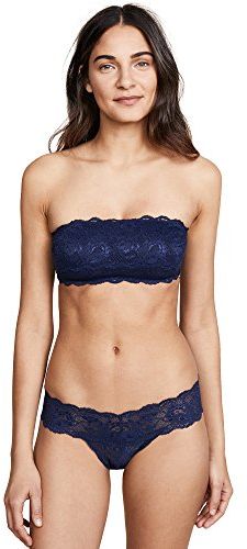 Never Say Never Women's Navy Blue Lace Non-Padded Non-Wired Bandeau Bra Small