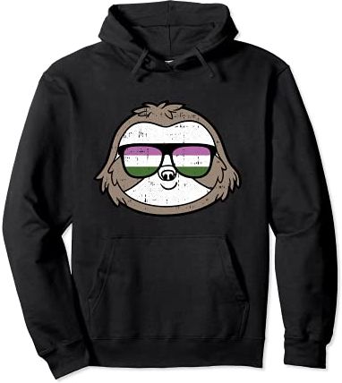 Sloth Sunglasses Gender-queer Pride Animal Proud LGBT-Q Ally Felpa con Cappuccio