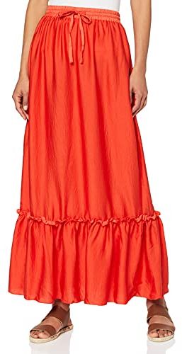 Marchio Amazon - find. Gonna Lunga Volant Donna, Rosso (Valiant Poppy), 40, Label: XS