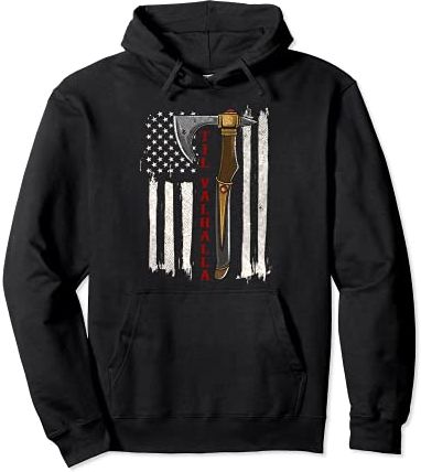 American Viking Axe Flag | Til Valhalla T-Shirt Felpa con Cappuccio