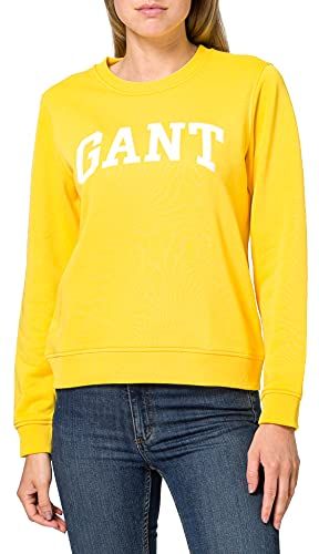 Arch Logo C-Neck Sweat Maglia di Tuta, Solar Power Yellow, M Donna