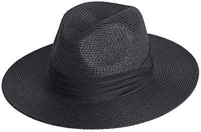 Cappello Panama per Donna e Uomo Regolabile, Cappello di Paglia Spiaggia, Fedora Pieghevole UV UPF50+ Chic Unisex