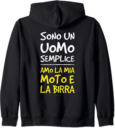 Amo Moto E Birra Scritta Divertente Alcol Regalo Uomo Felpa con Cappuccio