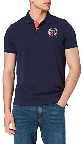 D2. Crest SS Pique Rugger Polo, Blu-Evening Blue, XL Uomo